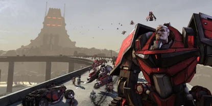 A man in a large mechanical armor suit