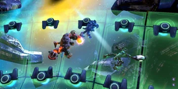 A squad walking down a green path, that looks like a purpose-built road