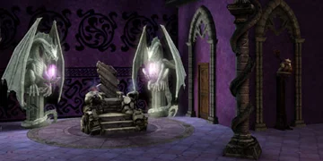 A room with a small set of steps in the centre, like a shrine