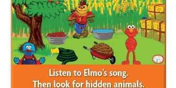 Listen to Elmo's song, then look for hidden animals