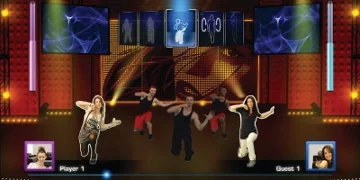 A two-player game with three backing dancers