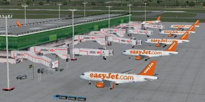 An Easyjet fleet at a terminal