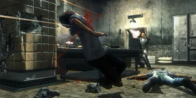 enmy getting shot in room