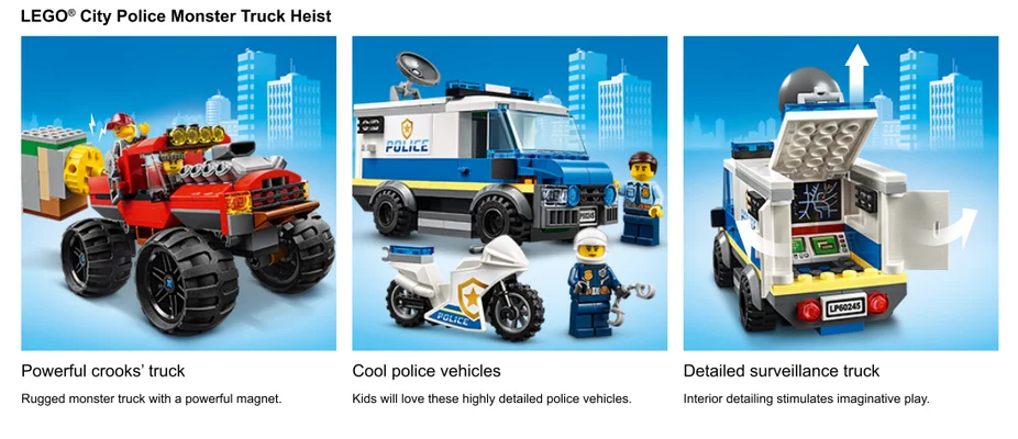 Photos d'action de l'ensemble Police Monster Truck