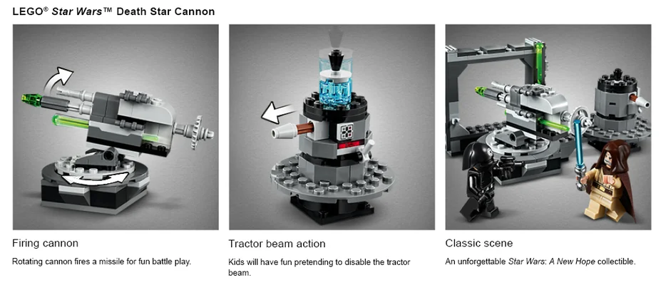 Gros plans de l'ensemble LEGO de la Guerre des étoiles