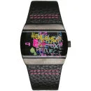 Henleys Women's Black Strap Graffiti Style Watch Image 1