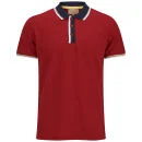 Brave Soul Men's Orbit Contrast Collar Polo Shirt - Washed Red - S - Rouge Image 1