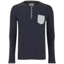 Brave Soul Men's Plain Pocket Grandad Long Sleeve Top - Navy - S - Navy Image 1