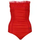 John Galliano Women's Bandeau Polka Dot Swimsuit - Red - 12 - Rouge Image 1