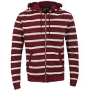 Brave Soul Men's Rocker Striped Zip Thru Hoody - Burgundy - S - Burgundy Image 1