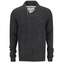 Soul Star Men's Hamper Cable Shawl Neck Jumper - Charcoal Marl - S - Gris Image 1
