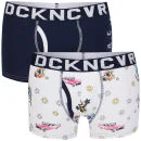 Duck and Cover Men's 2-Pack Boxers - White/Navy - S - White/Navy Image 1