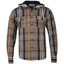 Brave Soul Men's Long Sleeve Hooded Check Shirt - Charcoal Check - S Image 1
