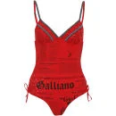John Galliano Women's Newsprint Diamante Swimsuit - Red - 12 - Rouge Image 1