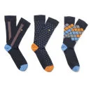 William Hunt Men's Chevron Check 3 Pack Sock Gift Set - Black/Multi - One Size - Black/Multi Image 1