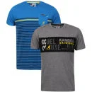Kangol Men's Rumour And Yoda T-shirt 2 Pk Blue/Grey Marl - S - Blue/Grey Marl Image 1