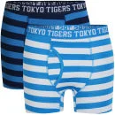 Tokyo Tigers Men's 2-Pack Boxers - Blue/White - S - Blue / White Image 1