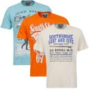 South Shore Men's Summer T-Shirt 3 Pack - Cream/Light Blue/Orange - S - Cream/Light Blue/Orange Image 1