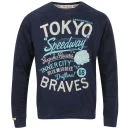 Tokyo Laundry Men's Printed Crew Neck Sweatshirt - Midnight Blue - S - Midnight Blue Image 1