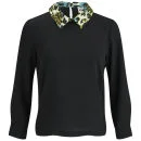 Vero Moda Women's Medine Contrast Collar Top - Black - XS/UK 8 - Noir Image 1