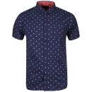 Brave Soul Men's Oryx Short Sleeve Star Print Shirt - Navy - S - Navy Image 1