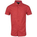 Brave Soul Men's Gallaghere Printed Short Sleeve Shirt - Red - S - Rouge Image 1