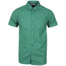 Brave Soul Men's Gallaghere Printed Short Sleeve Shirt - Green - S - Vert Citron Image 1