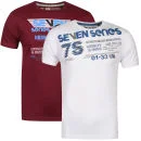 Seven Series Men's Mazza and Lukey 2-Pack T-Shirts - White/Mahogany - S - White/ Mahogany Image 1