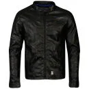 Crosshatch Men's Leather Look Jacket - Black/Blue - S - Noir/Gris Image 1