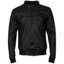 Bench Men's Washed Leather Look Derby Jacket - Black - S - Noir Image 1