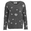 ONLY Women's Crystal Snowflake Christmas Jumper - Dark Grey Melange - XS/UK 4 - Dark Grey Melange Image 1