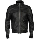 Bench Men's Washed Leather Look Transformer Jacket - Black - S - Noir Image 1
