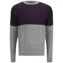 Soul Star Men's Pepper Sync Colour Block Knit Jumper - Light Grey Marl - S - Gris Image 1