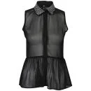 Influence Women's Sequin Collar Shirt - Black - 8 - Noir Image 1