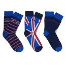 Pepe Jeans Men's Jake Gift Set 3 Pack Socks - Blue Stripe/Navy - 38-42 - Bleu Image 1