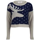 Vero Moda Women's Lucila Reindeer Christmas Jumper - Black Iris - XS - Noir Image 1