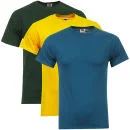 Fruit of the Loom/Jerzees Men's 3 Pack T-Shirts - Small - Bottle Green/Turquoise/Gold Image 1