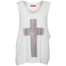 Influence Women's Cross Print Vest Top - White - S-M - Blanc Image 1