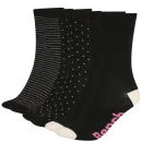 Bench Women's Plain Striped and Dotted 3-Pack Sock Gift Set - Black - UK 4-7 - Noir Image 1
