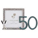 50th birthday diamante frame 3x3 blue Image 1