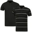 Brave Soul Men's Titanic 2-Pack Polo Shirts - Charcoal Marl/Navy Stripe & Charcoal Marl - S - Charcoal Marl/Navy Image 1