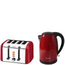 Breville Stainless Steel 4 Slice Toaster - Red and Stainless Steel Jug Kettle - Red Image 1