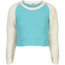 Pull Crop Top Moku pour Femme -Menthe / Beige - S-M - Mint/White Image 1