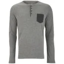 Brave Soul Men's Plain Pocket Grandad Long Sleeve Top - Dark Grey Marl - S - Dark Grey Marl Image 1