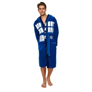 Doctor Who Men's Tardis Adult Fleece Robe - Blue Image 1