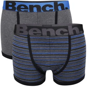 Bench Men's 2-Pack Boxers with Contrast Waistband - Blue Stripe/Grey - S - Blue Stripe/Grey Image 1
