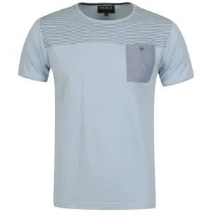 Osaka Men's Striped T-Shirt - Sky/White - S - Sky/White Image 1