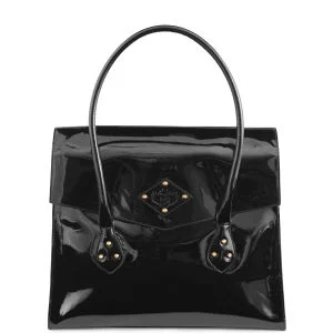 Penelope and Parker Lara Patent Leather Laptop Bag - Black Image 1