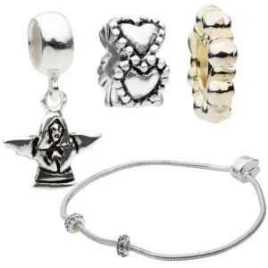 Amadora Silver Bracelet & Three Charm Set Image 1