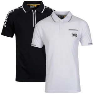 Everlast Men's 2-Pack Polo Shirt - Black Raglan Sleeve and White Tipped Polo - S - Black/White Image 1